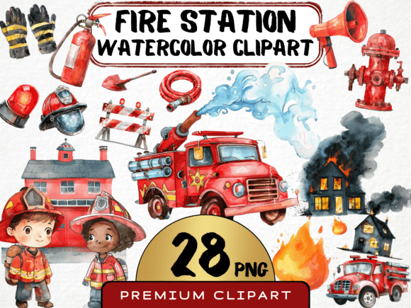 Download Watercolor Fire Station Clipart - Water Collection
