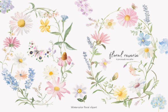 Download Floral Wreaths Watercolor Flowers - Floral Collection