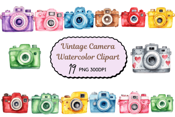 Download Watercolor Vintage Camera Clipart - Water Collection