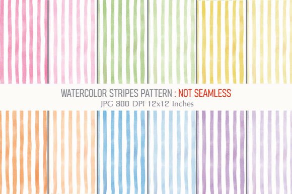 Download Watercolor Stripes Pattern Digital Paper - Water Collection