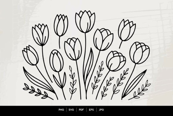 Download Tulip Floral Line Art SVG - Floral Collection