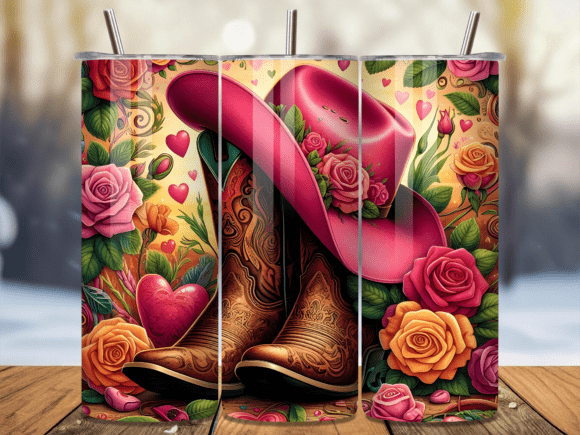 Download Cowboy Boots Floral Valentine Tumbler - Floral Collection