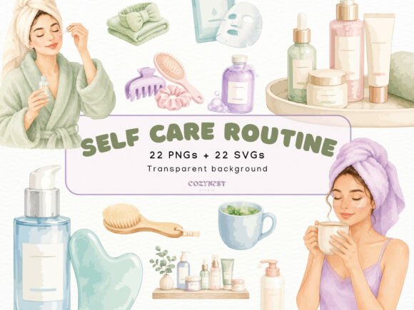 Download Self Care Routine Watercolor Clipart PNG - Water Collection
