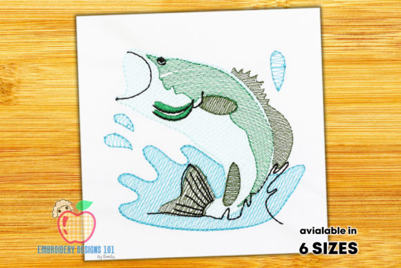 Download Bass Fish Jumping in Water Quick Stitch - Water Collection