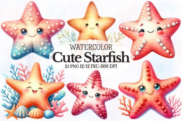 Download Watercolor Cute Starfish Clipart - Water Collection