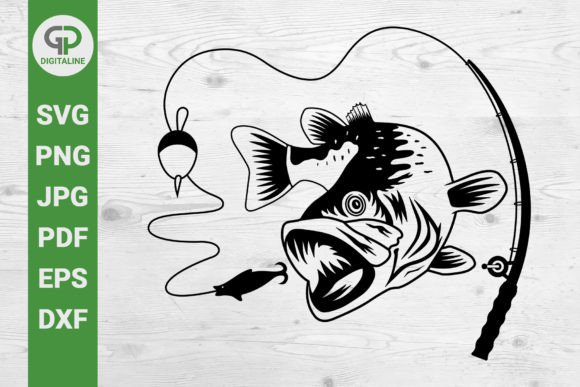 Download Bass Fish SVG Fishing Rod SVG - Fishing Collection