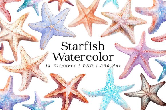 Download Sea Stars Starfish Watercolor Cliparts - Water Collection