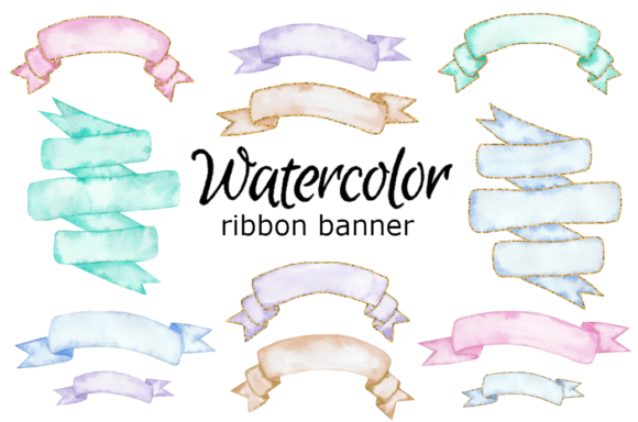 Download Watercolor Ribbon Banner Clipart - Water Collection