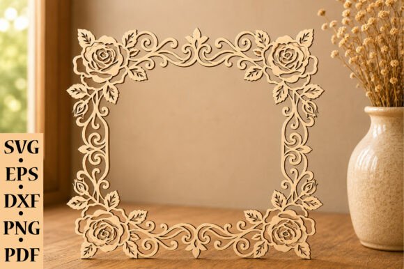 Download Rose Floral Square Frame SVG Bundle - Floral Collection