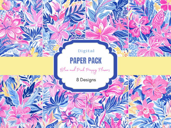 Download Blue and Pink Tropical Watercolor Floral - Floral Collection