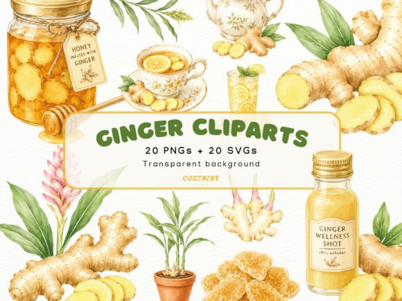 Download Ginger Watercolor Cliparts Botanical PNG - Water Collection