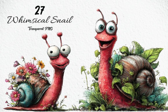 Download Whimsical Snail Watercolor Clipart - Water Collection