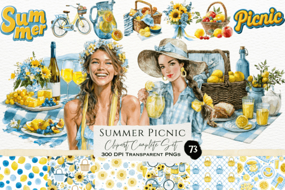 Download Summer Picnic Watercolor Clipart Set - Water Collection