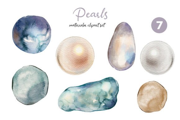 Download Watercolor Pearl Clipart Hand-Drawn Set - Water Collection