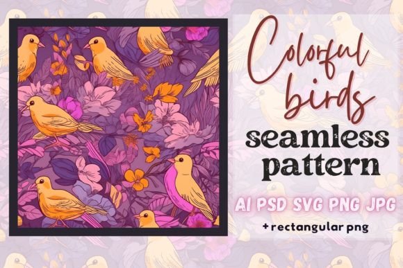 Download Colorful Exotic Pink Floral Bird Pattern - Floral Collection