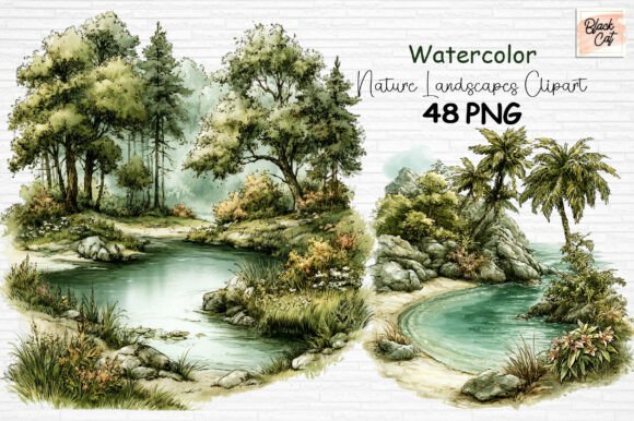 Download Watercolor Nature Landscapes Clipart PNG - Water Collection
