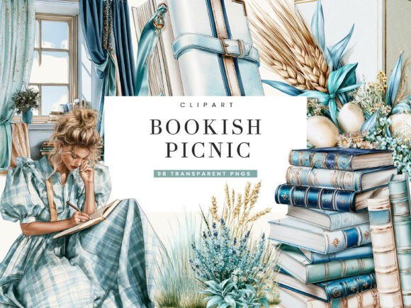 Download Watercolor Bookish Picnic Clipart - Water Collection