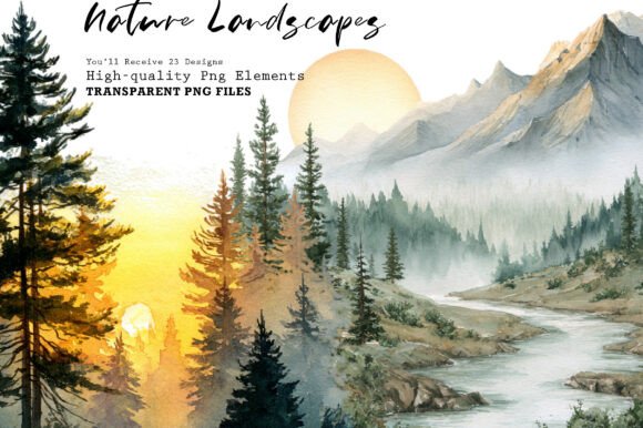 Download Watercolor Nature Landscapes PNG Clipart - Water Collection