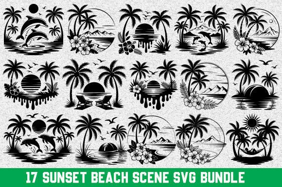 Download Sunset Beach Svg Bundle, Beach Scene Svg - Beach svg Collection