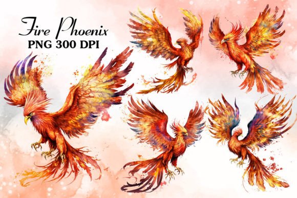 Download Fire Phoenix Watercolor Sublimation - Water Collection