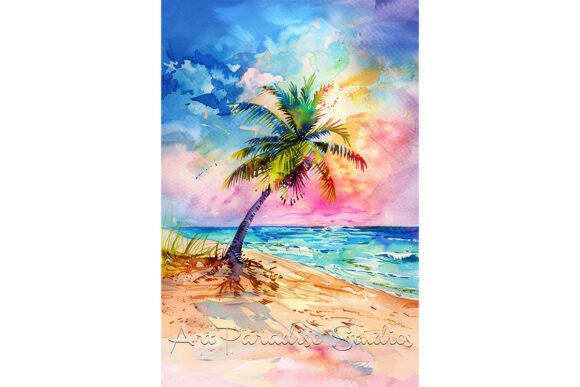 Download Tropical Palm Tree Watercolor Wall Art - Water Collection