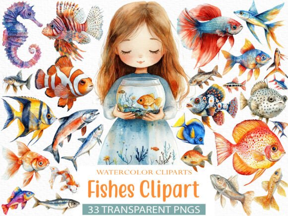 Download Watercolor Fishes Clipart - Water Collection